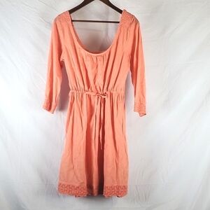 Gramicci‎ Floret Embroidered Dress In Lobster Bisque